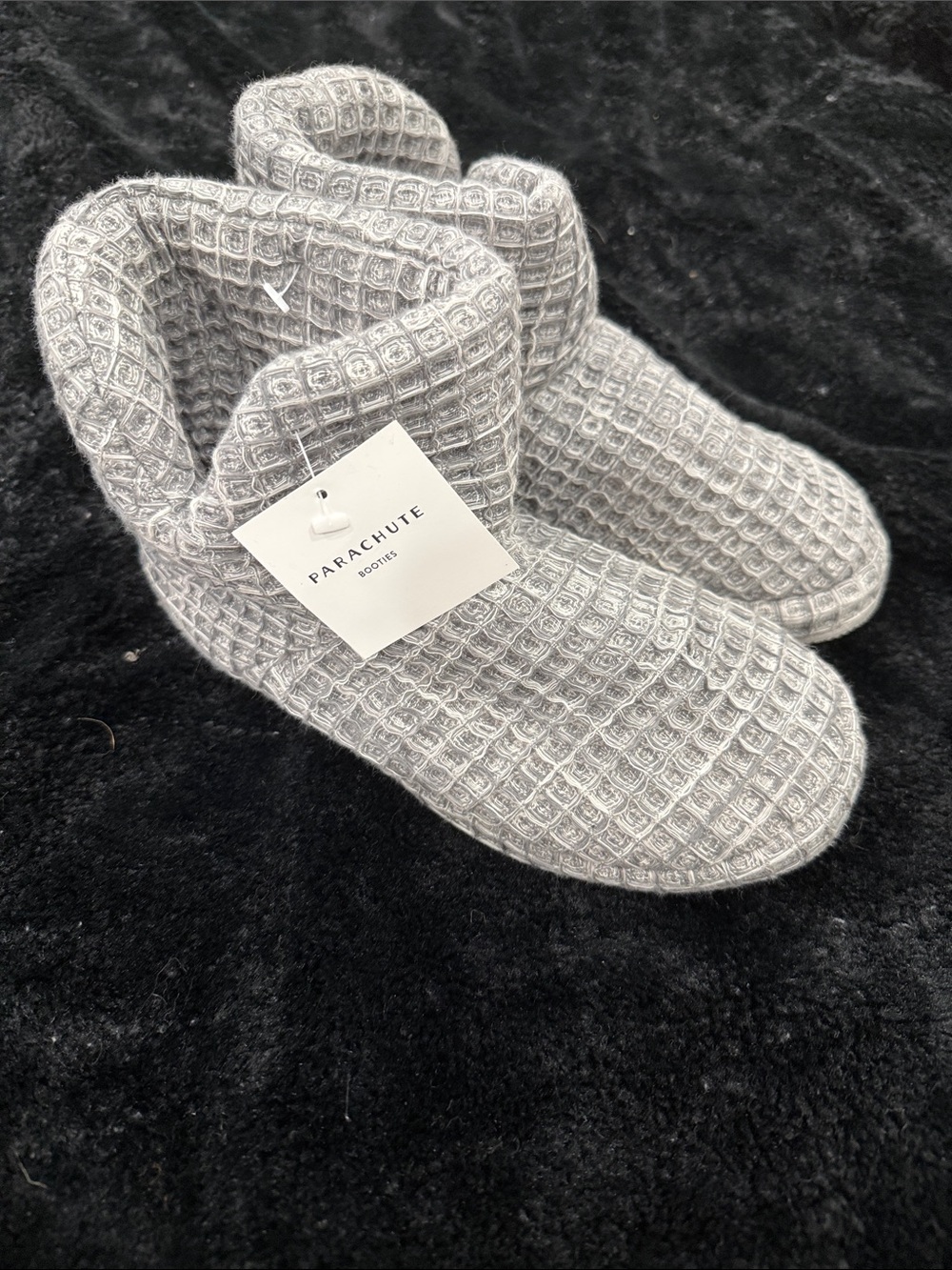 Parachute Gray Waffle-Knit Bootie Slippers